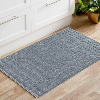 The Range Ivy Washable Cubed Trellis Design Anti Slip Doormats - Runners - Dark Grey / 60x110 cm Rectangle