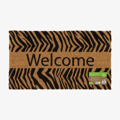The Range Latex Back Welcome Zebra Coir Door Mat - Natural Coir With Black Design