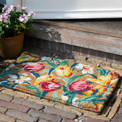 The Rug Seller Tulips Floral Doormat 082218 by Laura Ashley in China Blue&nbsp;40x70cm