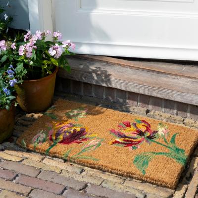 The Rug Seller Gosford Floral Doormat 081310 by Laura Ashley in Cranberry Red&nbsp;40x70cm