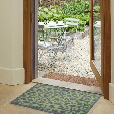 The Rug Seller Batik Leaf Doormats By Sanderson in Green&nbsp;60x85cm