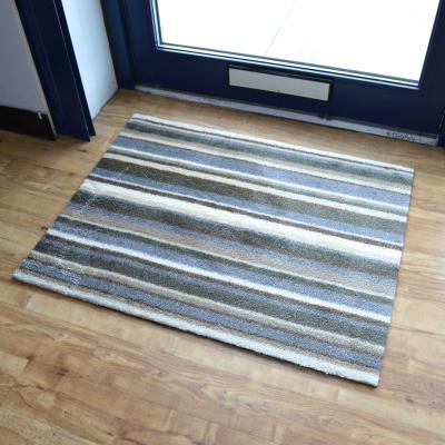 The Rug Seller Hola Stripe Doormats in HL07 Grey Brown and Cream