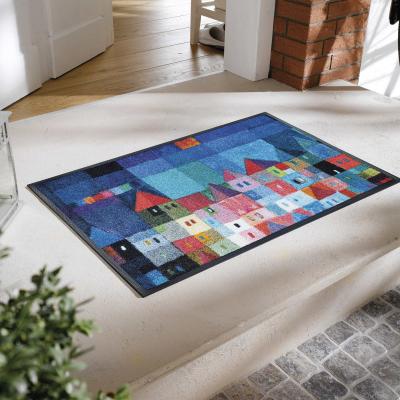 The Rug Seller Colourful Houses Washable Floor Mats in Multicolour
