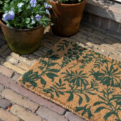 The Rug Seller Parterre Floral Doormat 081707 by Laura Ashley in Fern Green&nbsp;40x70cm