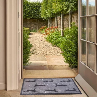 The Rug Seller Christmas Hares Washable Doormats in Grey&nbsp;60x85cm