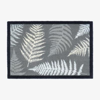 The Rug Seller Leaves 2 Washable Anti Slip Doormat in Grey&nbsp;50x75cm