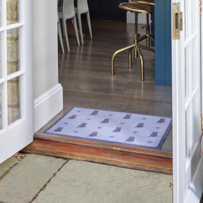 The Rug Seller Cats and Paws Doormat Washable Doormats in Grey