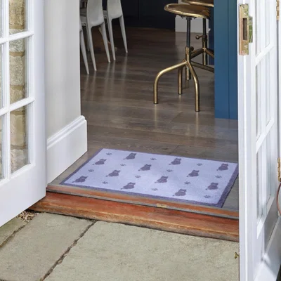 The Rug Seller Cats and Paws Doormat Washable Doormats in Grey