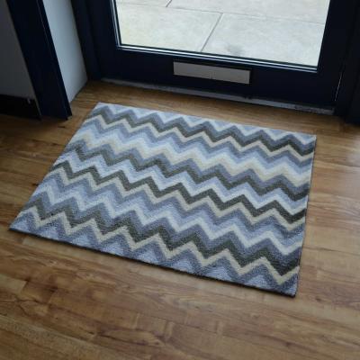 The Rug Seller Hola Zig Zag chevron Doormats in Silver Grey and Cream