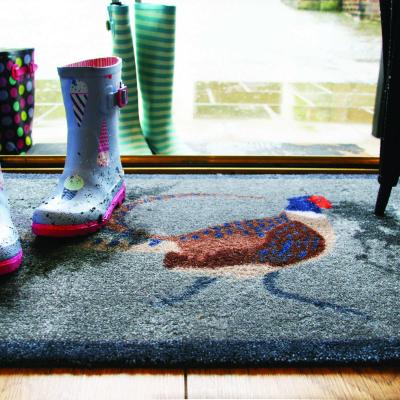 The Rug Seller Pheasant Washable Anti Slip Doormat in Grey