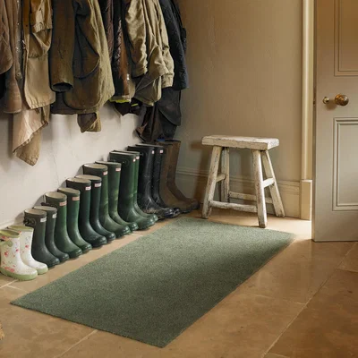 The Rug Seller Multi Grip Washable Plain Doormat in Sage Green&nbsp;75x100cm