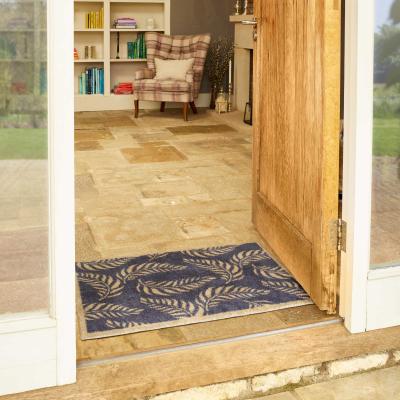 The Rug Seller Leaf Scroll Doormats in Blue by Turtlemat