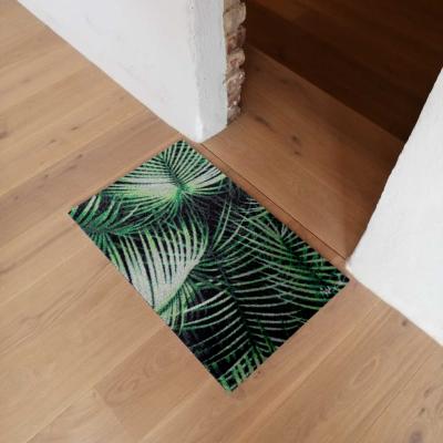 The Rug Seller Jacob Botanical Palm Leaf Washable Floor Mats in Green