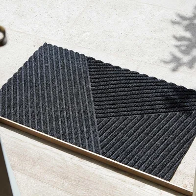 The Rug Seller Dune Stripes Scraper Doormats in Dark Grey