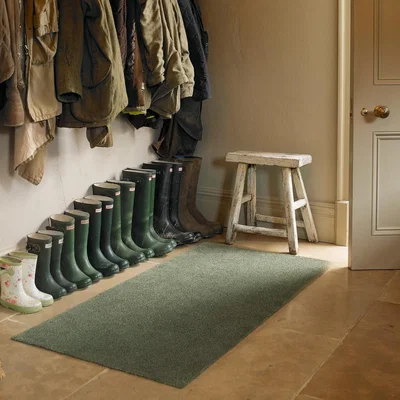 The Rug Seller Turtle Multi Grip Plain Doormat in Sage Green
