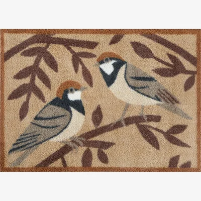 The Rug Seller Tree Sparrow Washable Doormats in Natural Beige