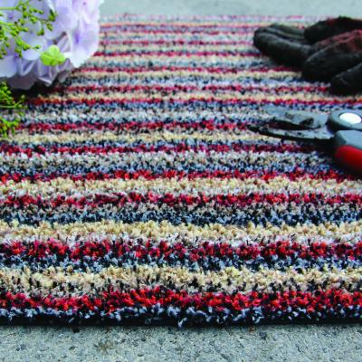 The Rug Seller Cotton Stripe Washable Anti Slip Doormat in Spice Red&nbsp;50x150cm