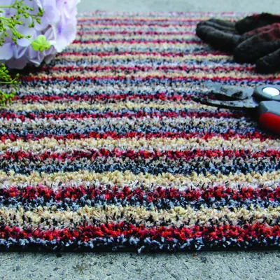 The Rug Seller Cotton Stripe Washable Anti Slip Doormat in Spice Red&nbsp;50x150cm