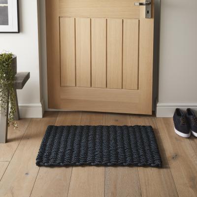 The Rug Seller Didsbury Braided Rope Doormat in Navy Blue&nbsp;45x75cm