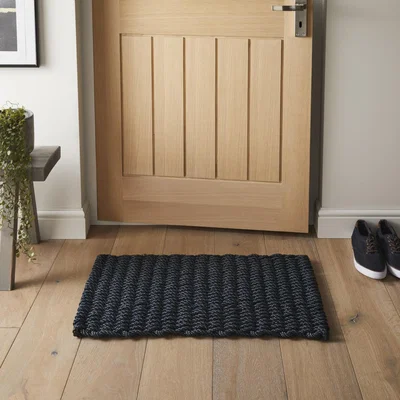 The Rug Seller Didsbury Braided Rope Doormat in Navy Blue&nbsp;45x75cm