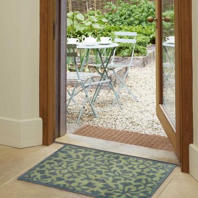 The Rug Seller Batik Leaf Doormats By Sanderson in Green