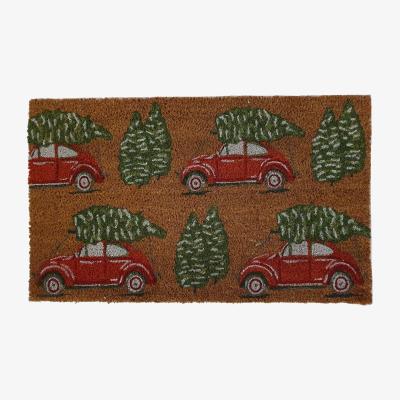 The Rug Seller Christmas Car Coir Doormat in Natural