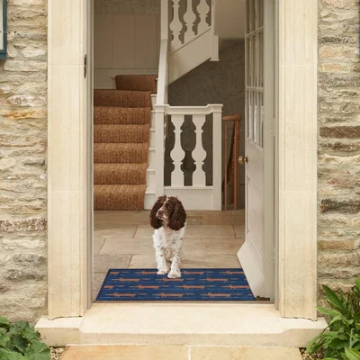 The Rug Seller Mr Fox Running Doormats in Navy Blue by Scion&nbsp;75x120cm