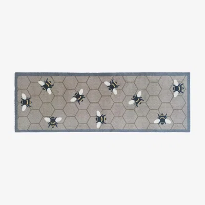 The Rug Seller My Bee Washable Anti Slip Doormat in Grey Beige&nbsp;50x75cm