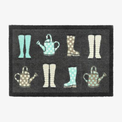 The Rug Seller Wellies Washable Anti Slip Doormat in Grey