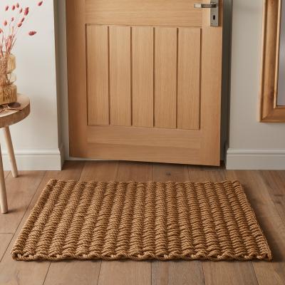 The Rug Seller Didsbury Braided Rope Doormat in Natural Beige