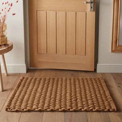 The Rug Seller Didsbury Braided Rope Doormat in Natural Beige