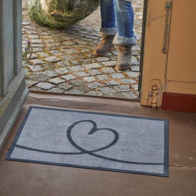 The Rug Seller Lovita Love Heart Washable Floor Mats in Grey