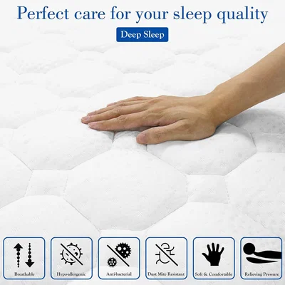 The Range Pocket Sprung Memory Foam Mattress - Blue-White / King