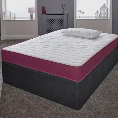 The Range Cooltouch Essentials Wave 18cm Purple Quilted Hybrid Spring Mattress - White quilted Cooltouch material, Purple border / King