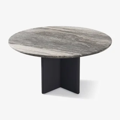 Andrew Martin Caicos Round Dining Table Slate, Outdoor Round Dining Table, Dark Grey - Andrew Martin