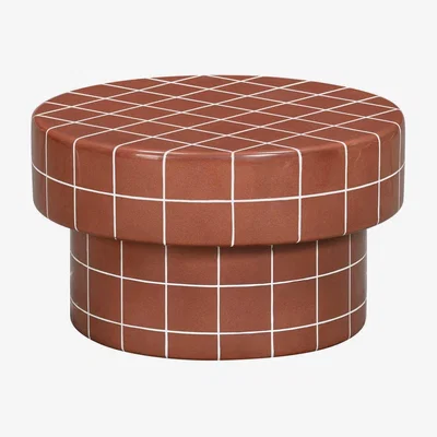 Barker and Stonehouse Rico Tiled Round Garden Coffee Table, Round, Red | Barker & Stonehouse