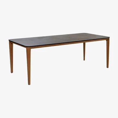 Barker and Stonehouse Cane-line Aspect Outdoor Rectangular Dining Table, Teak, Black Ceramic