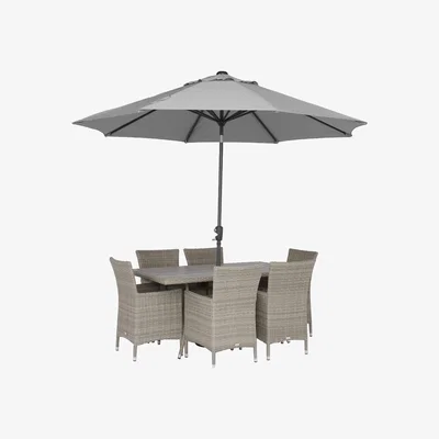 Barker and Stonehouse Ronda Rectangular 6 Seat Set, Grey | Barker & Stonehouse