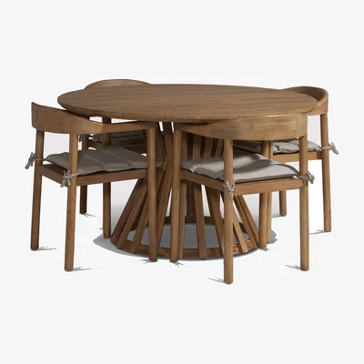 Barker and Stonehouse Vigo Dining Table With 4 Chairs, Neutral | Barker & Stonehouse
