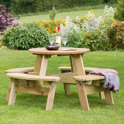 Dunelm Katie Round Picnic Table Natural