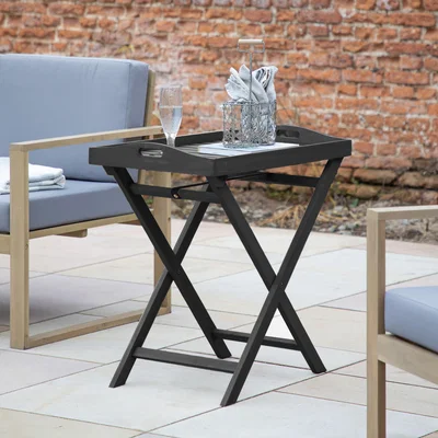 Dunelm Rimini Charcoal Tray Table Charcoal