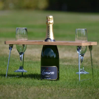 Dunelm Three Rivers Foldaway Wine Table Tan/Silver