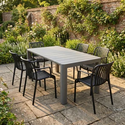 Dunelm Modura Henrik Rectangular Dining Table with 6 Alma Armchairs
