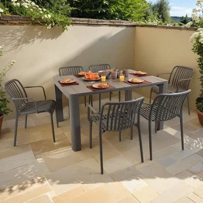 Dunelm Modura Henrik Rectangular Dining Table with 6 Alma Armchairs
