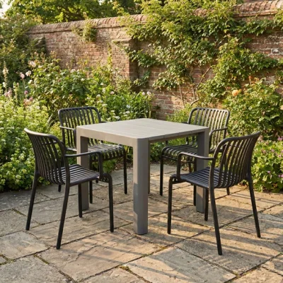 Dunelm Modura Henrik Square Dining Table with 4 Alma Armchairs