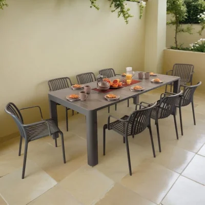 Dunelm Modura Henrik Rectangular Dining Table with 8 Alma Armchairs