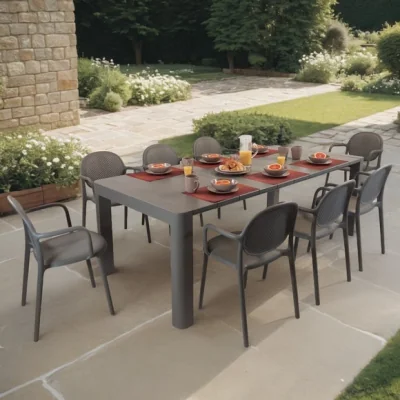 Dunelm Modura Henrik Rectangular Dining Table with 8 Stina Armchairs