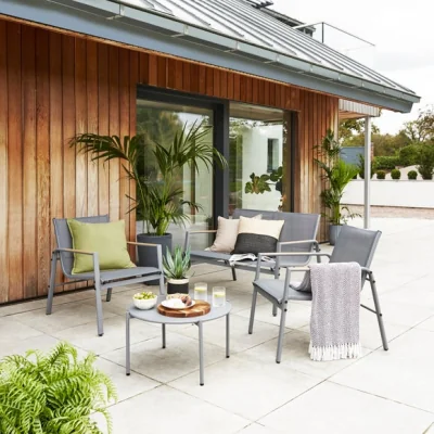 Dunelm Helsinki Textilene Coffee Set with Polywood Detail