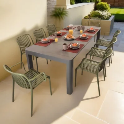 Dunelm Modura Henrik Rectangular Dining Table with 8 Alma Armchairs