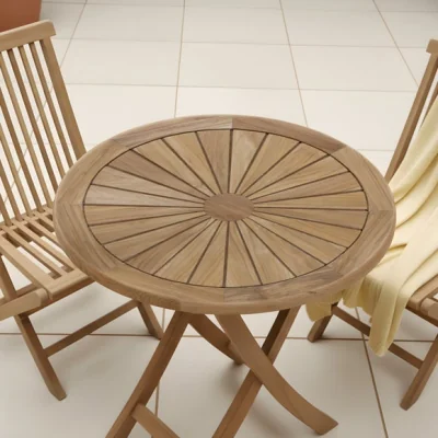 Dunelm Teak Sundial Top Folding Bistro Table